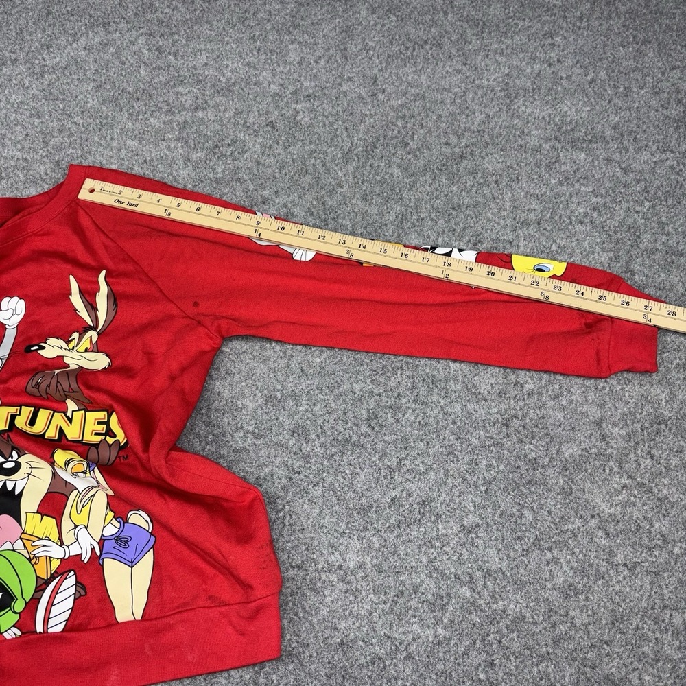 Looney Tunes Sweatshirt Women's Xl Red Pullover Cartoon Bugs Bunny Taz Character - Picture 7 of 10